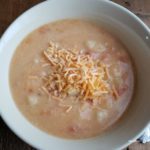 bowl of homemade potato soup made in the slow cooker