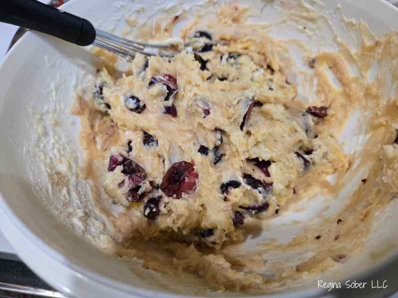 blended cherry lemon muffin batter