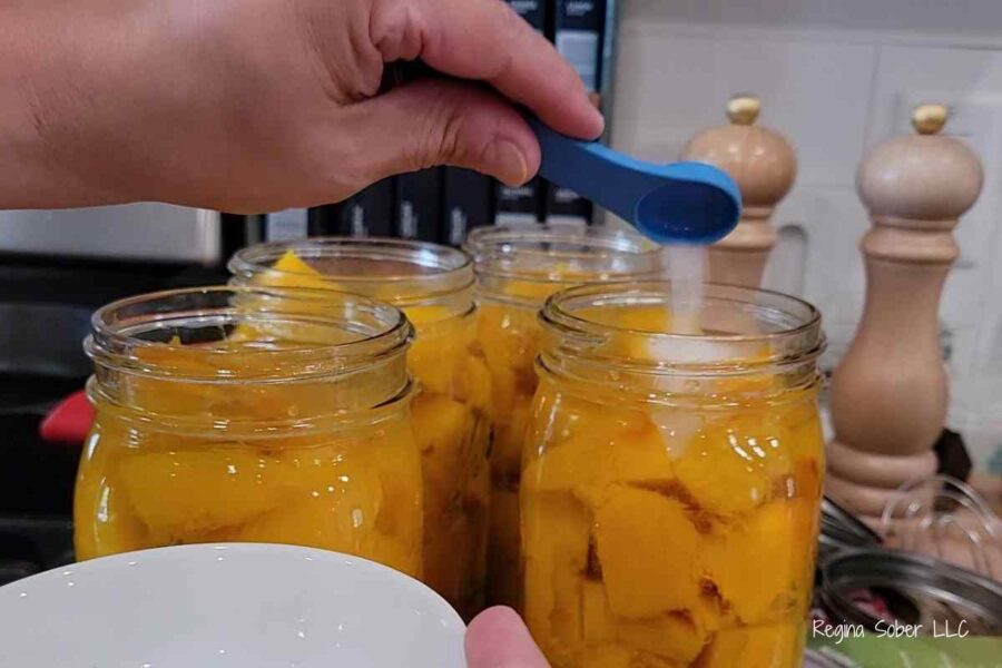 adding salt into quart jar