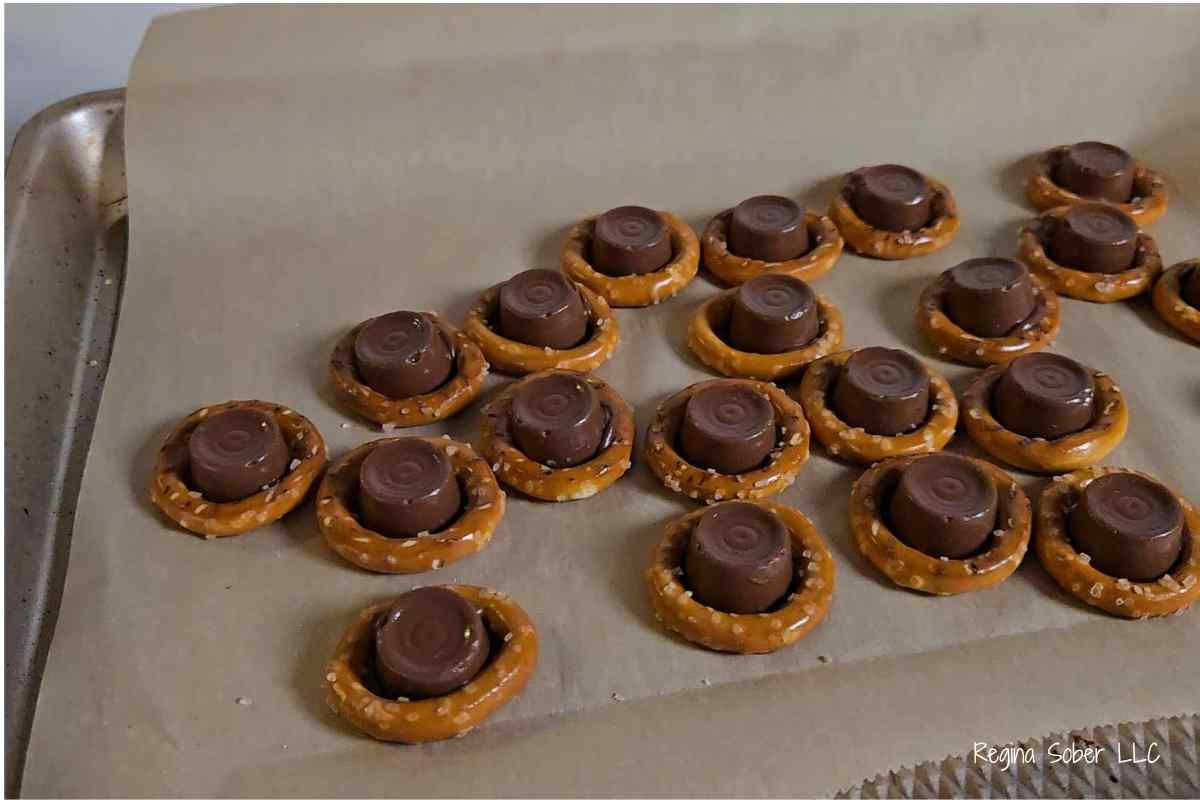 warmed rolos on baking sheet
