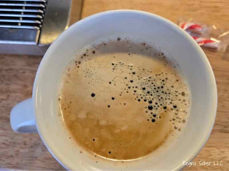 get a cup of coffee at the desired sized to enjoy peppermint coffee