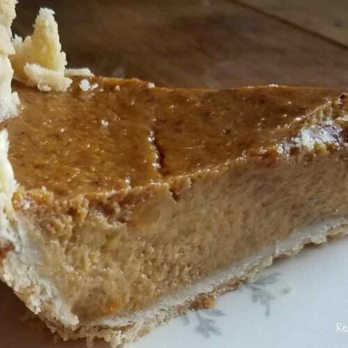 perfect slice of pumpkin pie on grandma's plates