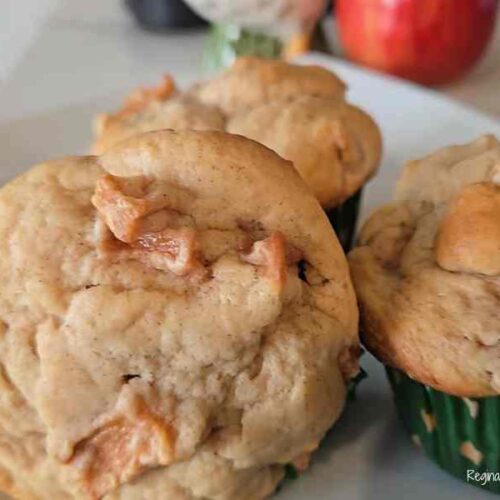plated sour cream cinnamon apple muffins