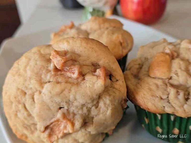 plated sour cream cinnamon apple muffins