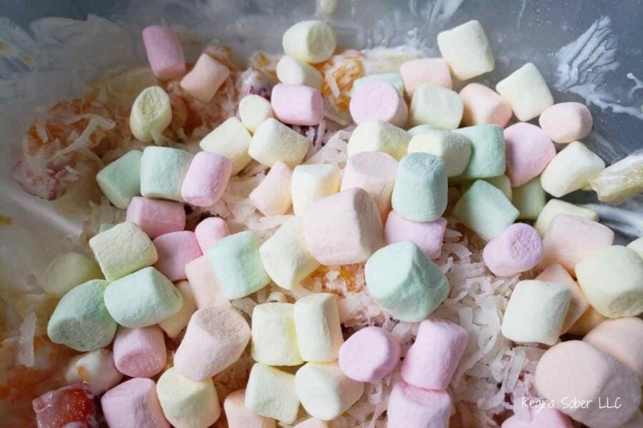 ambrosia fruit salad with marshmallows
