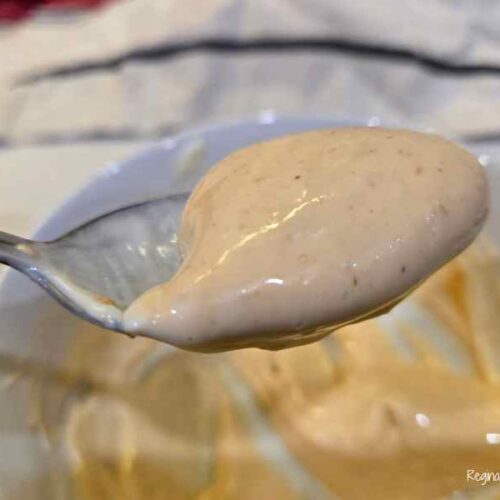 spoon of sriracha mayo