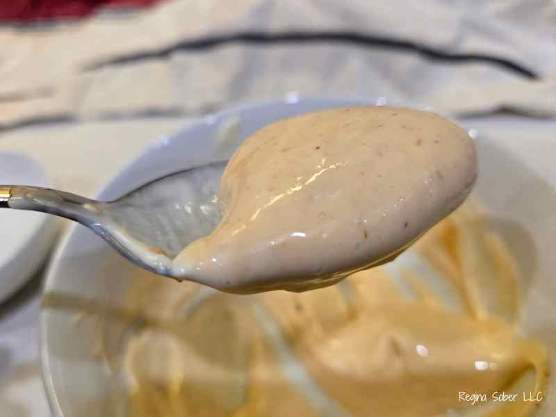 spoon of sriracha mayo