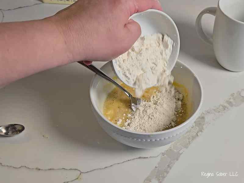 dry ingredients into wet ingredients