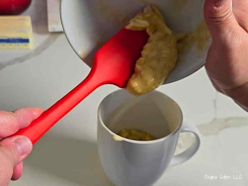 pouring batter into cup