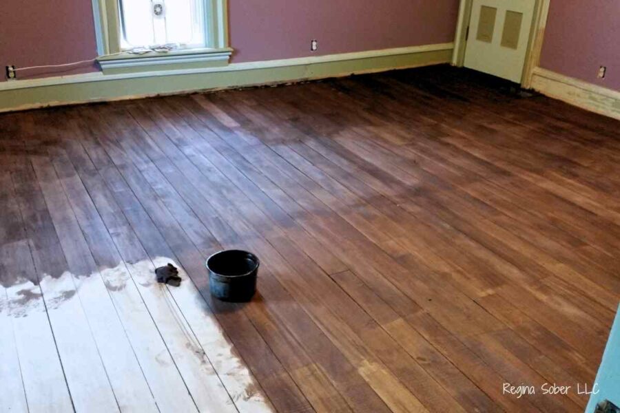 staining refinished wood floor