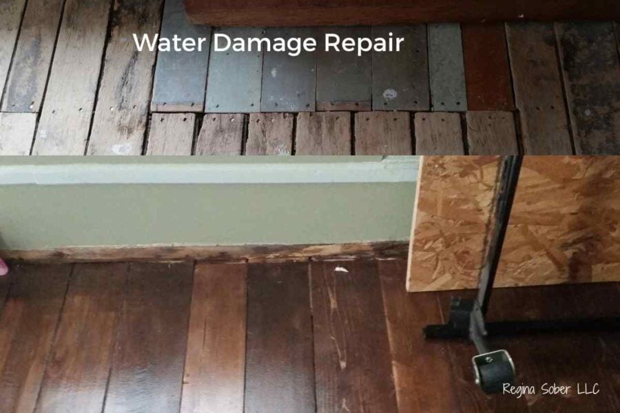 repair water damaged areas of wood floor, feathering in new milled boards