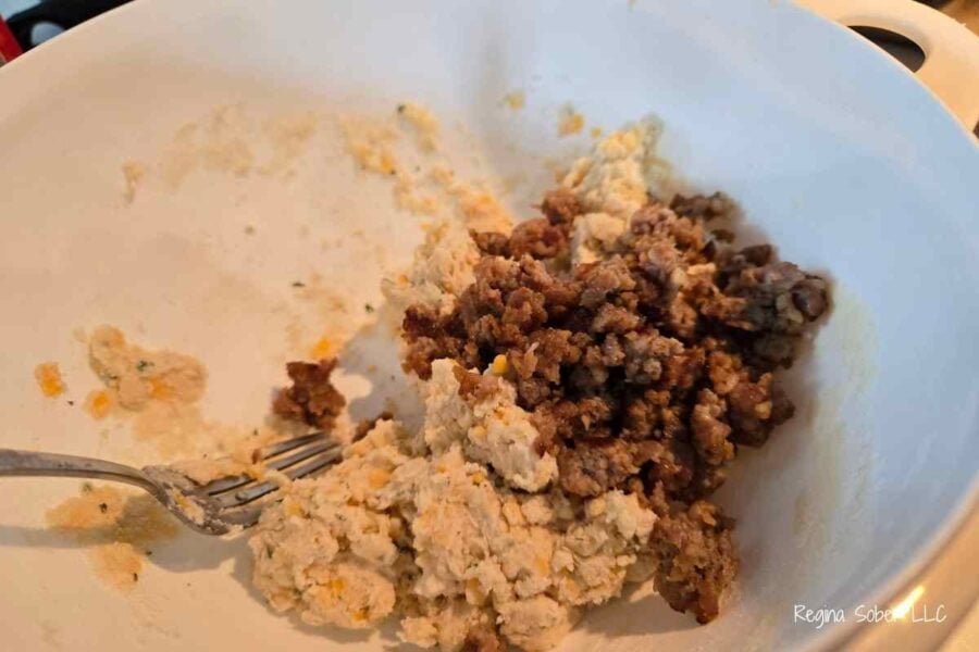 add sausage or bacon to the biscuits
