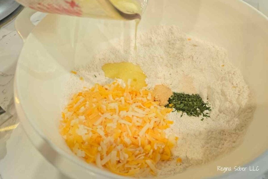 add the dry ingredients into a bowl together and mix