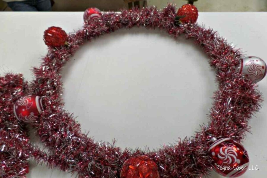 wrap garland around ring to make the wreath come to life.