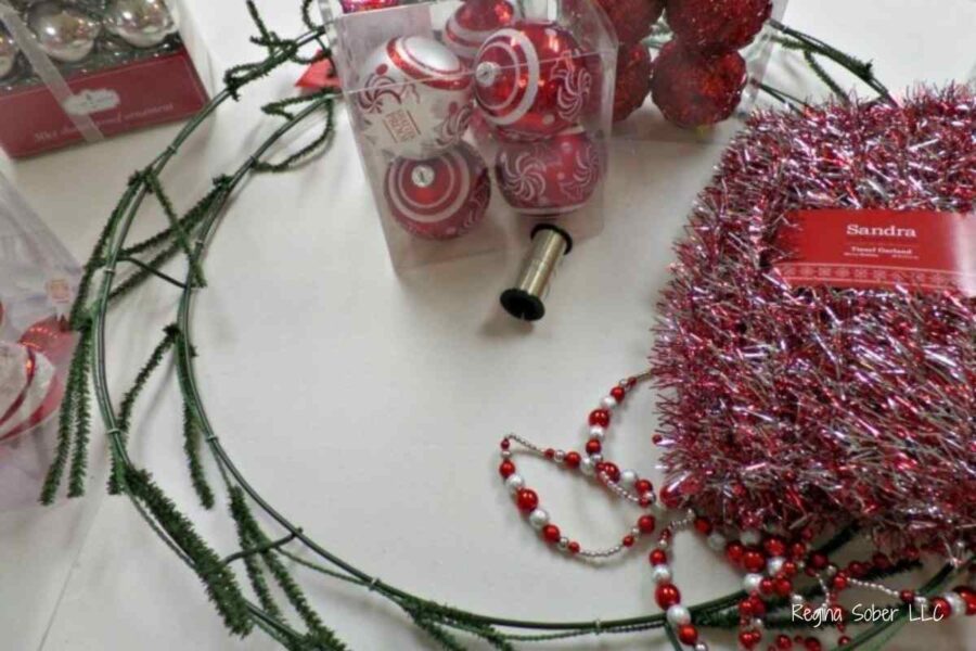 supplies needed to create christmas wreath
