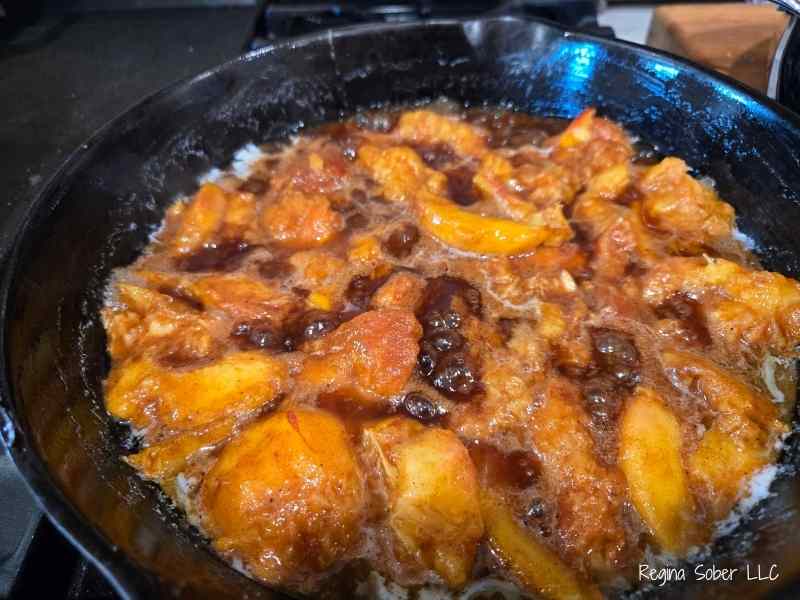 softened peaches on the stove