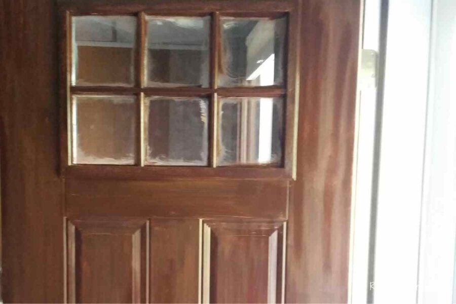 painted steel door with wood grain look