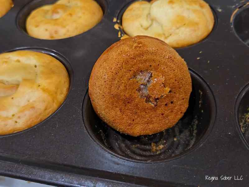 removing sausage pancakes from muffin pan
