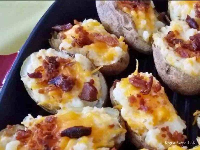 twiced baked potato skins with cheese and bacon