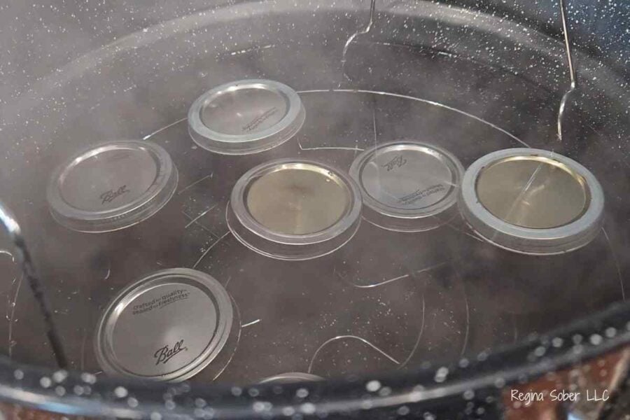 quart jars in water bath for processing