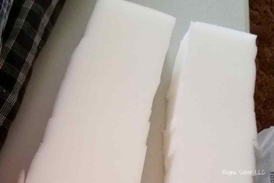 cut foam into rectangles to make firm arms