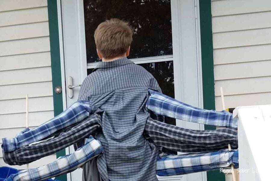diy minecraft spider, pixelated with plaid