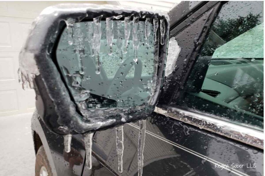 ensure your mirrors are cleared before driving on the road to see behind you.