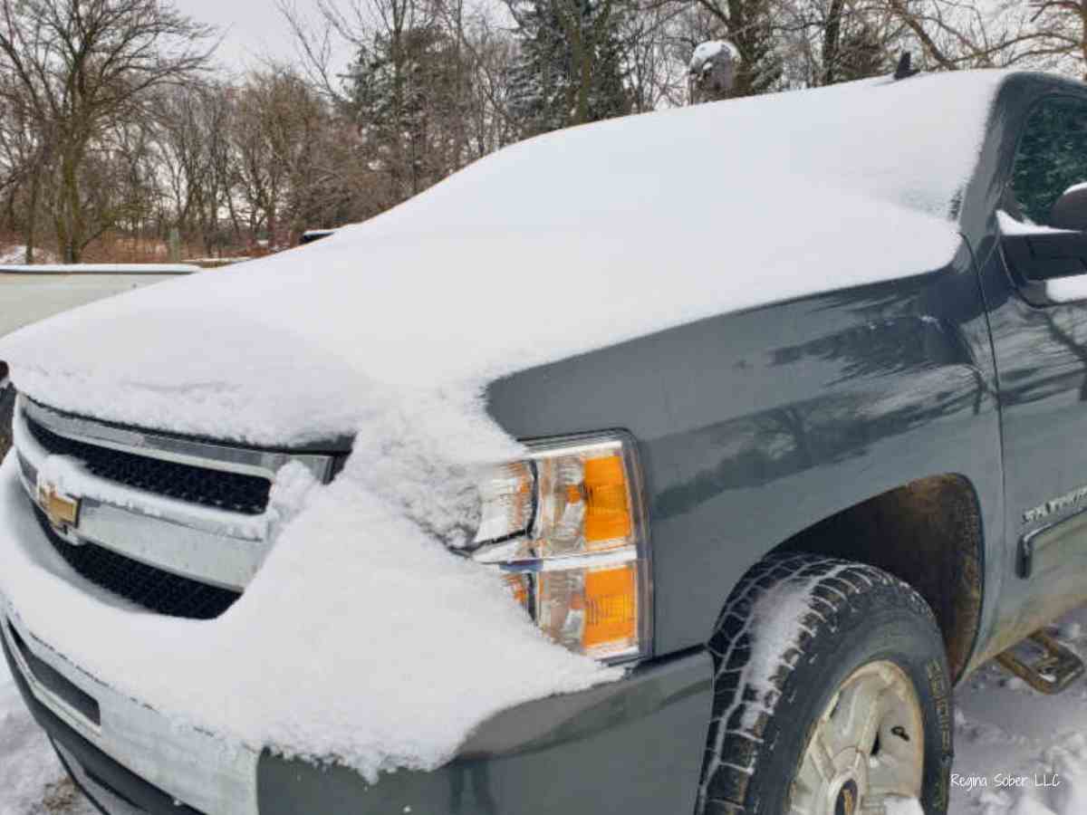 snow covered truck