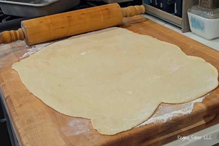roll the dough thin on a floured surface