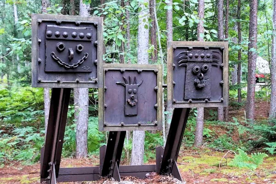 smiling metal art