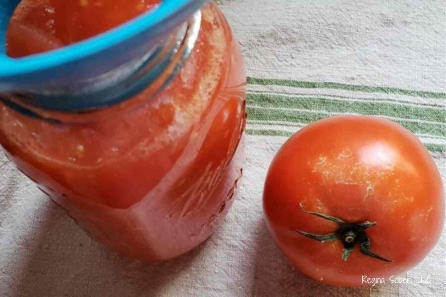 jar of whole tomatoes that were canned