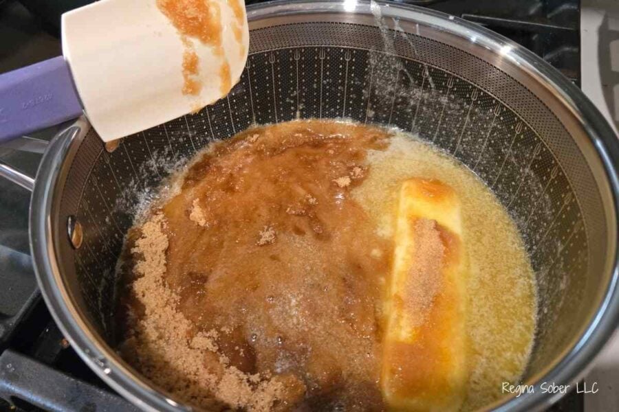 melting butter brown sugar together