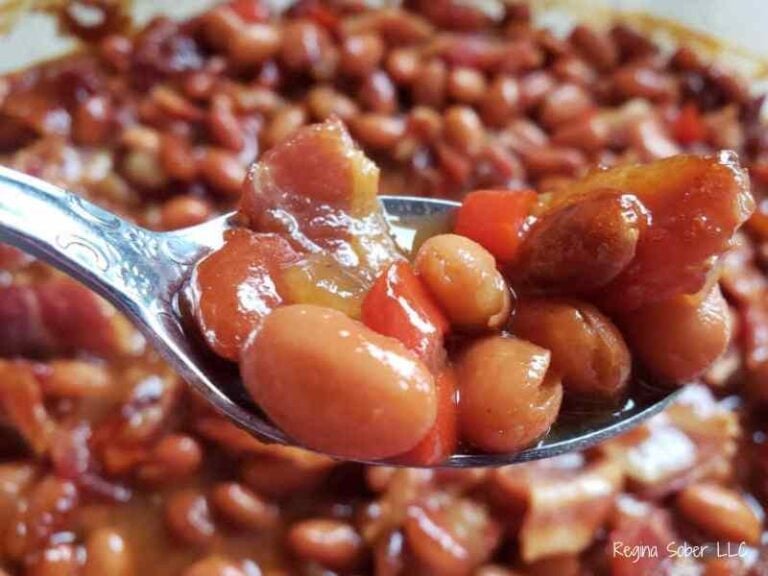 spoon full of bacon baked beans