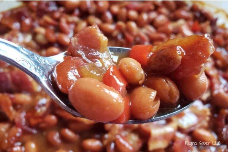 spoon full of bacon baked beans