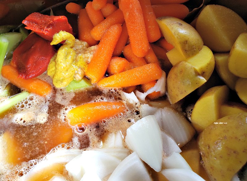 all the veggies go on top to cook tender and delicious
