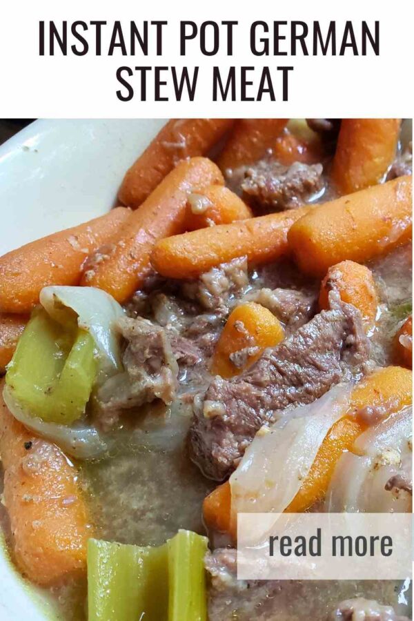 Warm and hearty German style stew meat made in the Instant Pot. Tender beef, carrots and onions with a rich mustard broth.