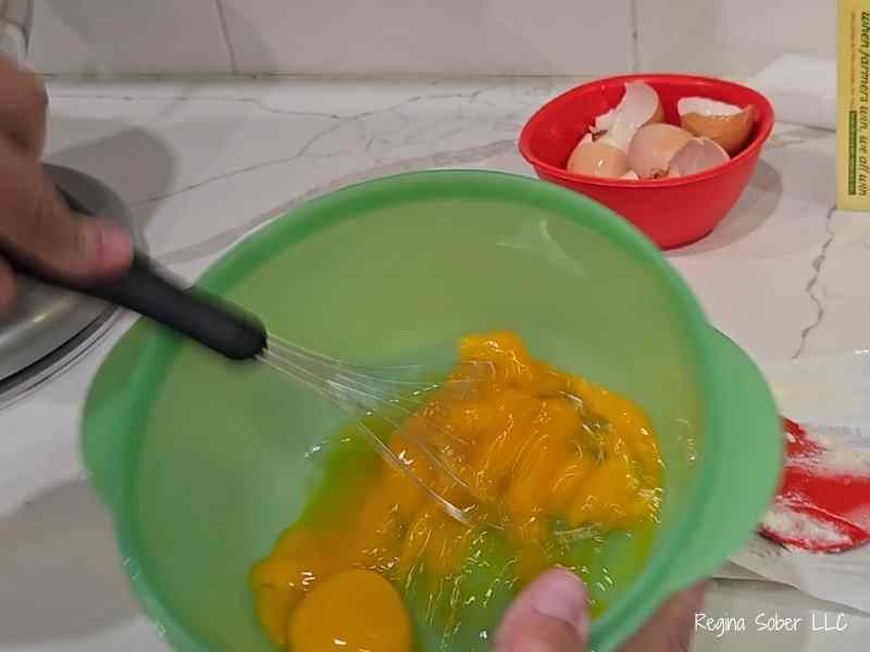 beating egg yolks until light in color