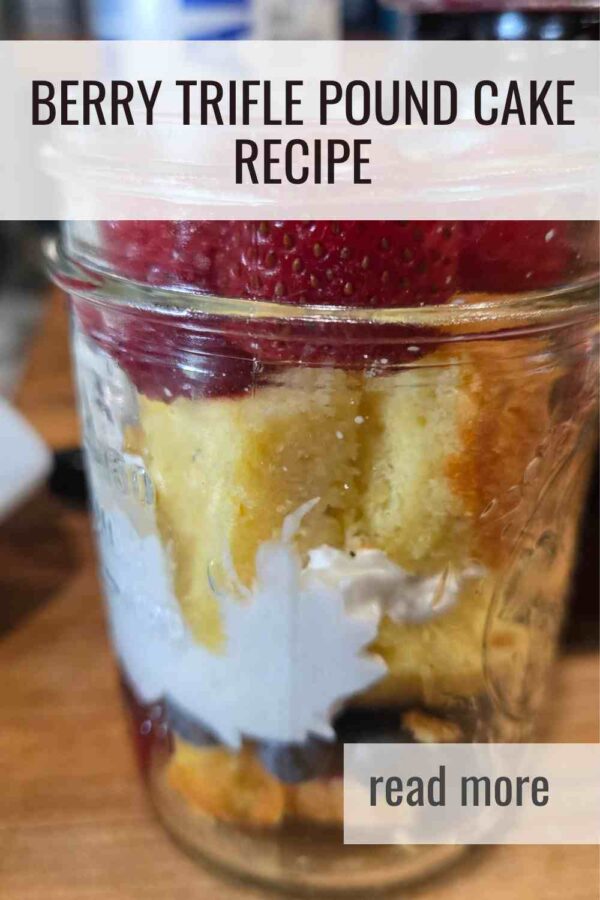 Layer buttery pound cake with fresh strawberries and blueberries for a red white and blue trifle that is perfect for July 4th or any summer party.