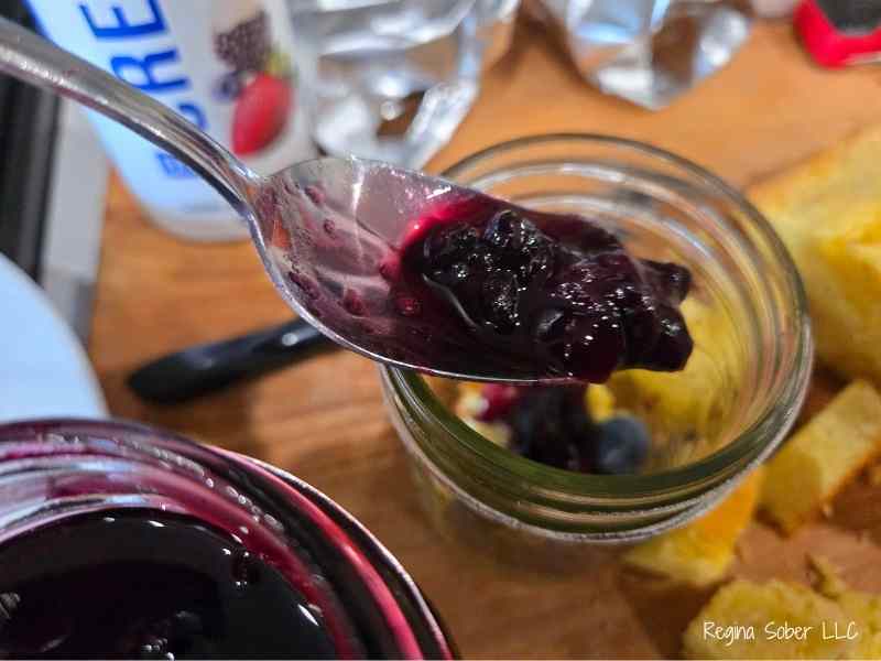blueberry sauce for flavor to soak into the pound cake