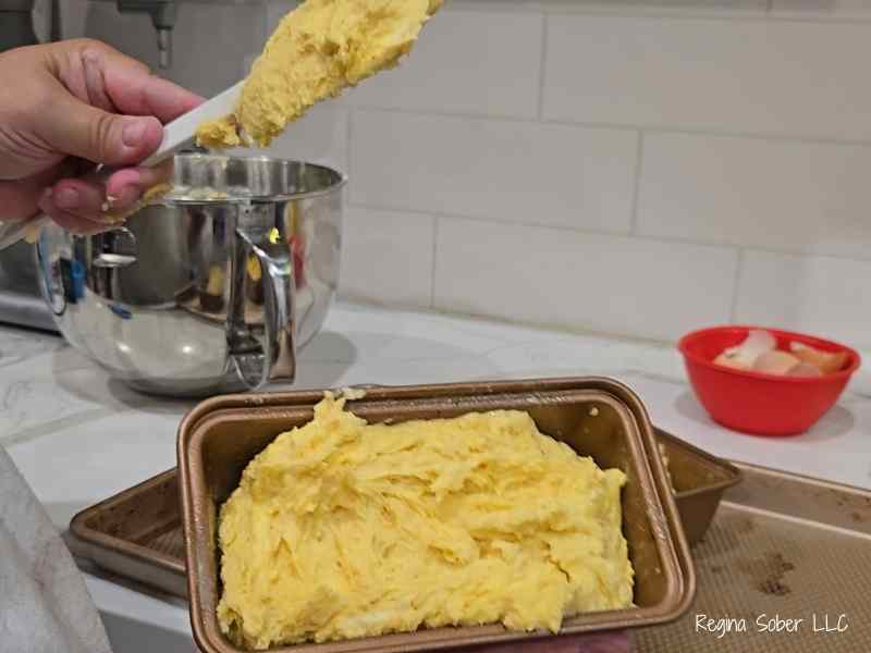 fill each mini loaf with about 2 cups worth of batter