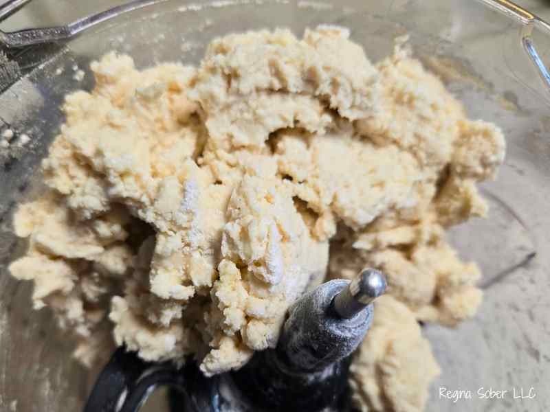 dough is blended together until it just comes together. You don't want to over mix