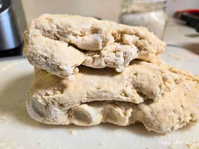 The dough is folded onto itself several times. This creates the layers and delicious butter works through all of them.