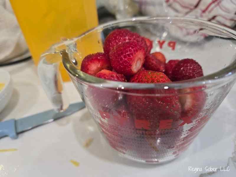 fresh Michigan strawberries make the lemonade a little more like home