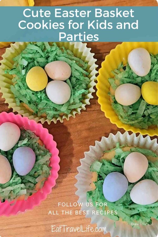 Want to make edible easter baskets? Check out these easy and cute sugar cookies Easter egg baskets. Great treats for your Easter celebration.