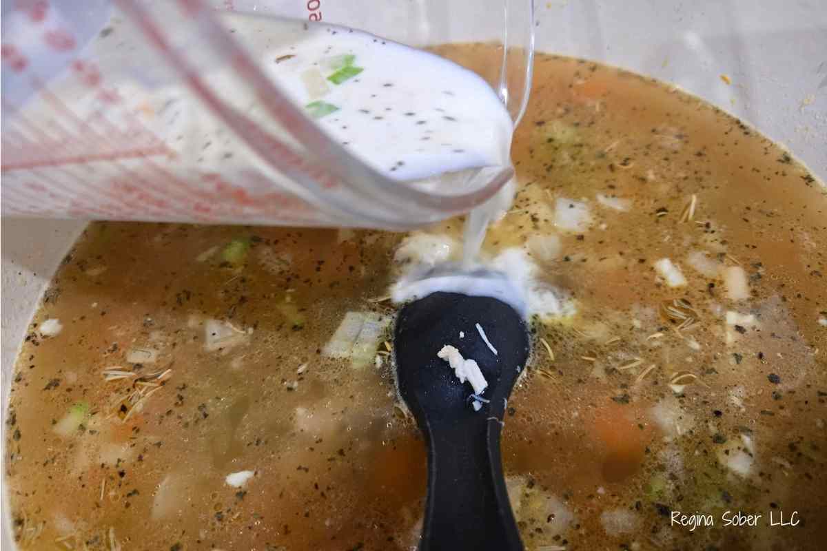 add slurry into soup to thicken