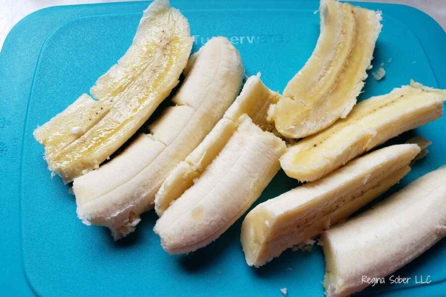 slice the bananas in half lengthwise