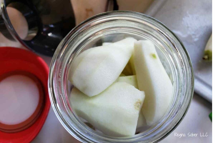 filled jar of pears