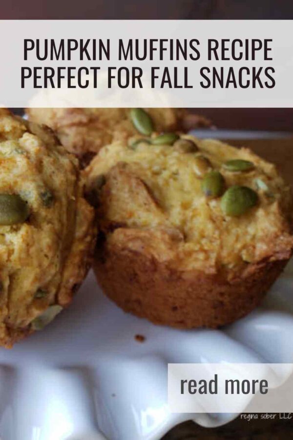 Moist and flavorful pumpkin muffins with chocolate chips or pumpkin seeds. Easy recipe for fall baking.
