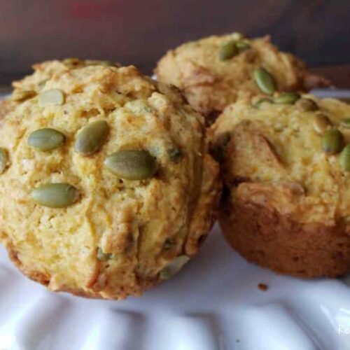 pumpkin muffins on a tiered plate