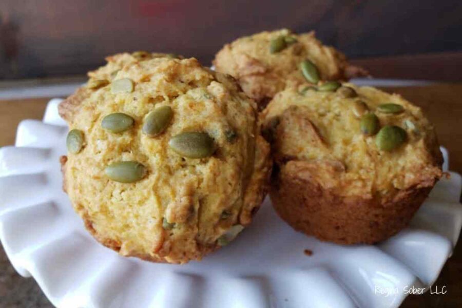 pumpkin muffins on a tiered plate
